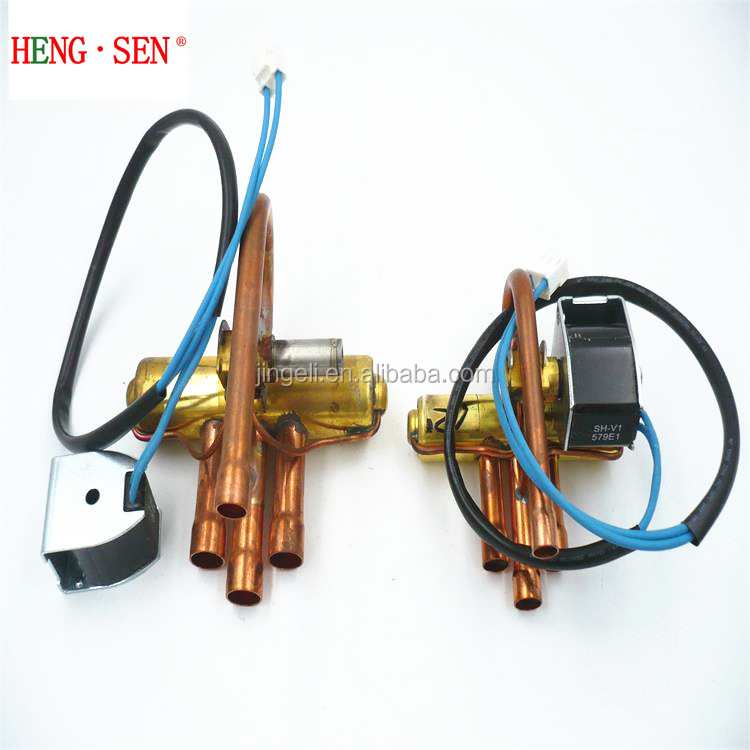 Brass 4 Way 1P-2P HVAC Valve Gas Media With Coil Solenoid 220V